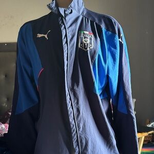 Puma Men's Black and Blue Windbreaker with Italy Logo